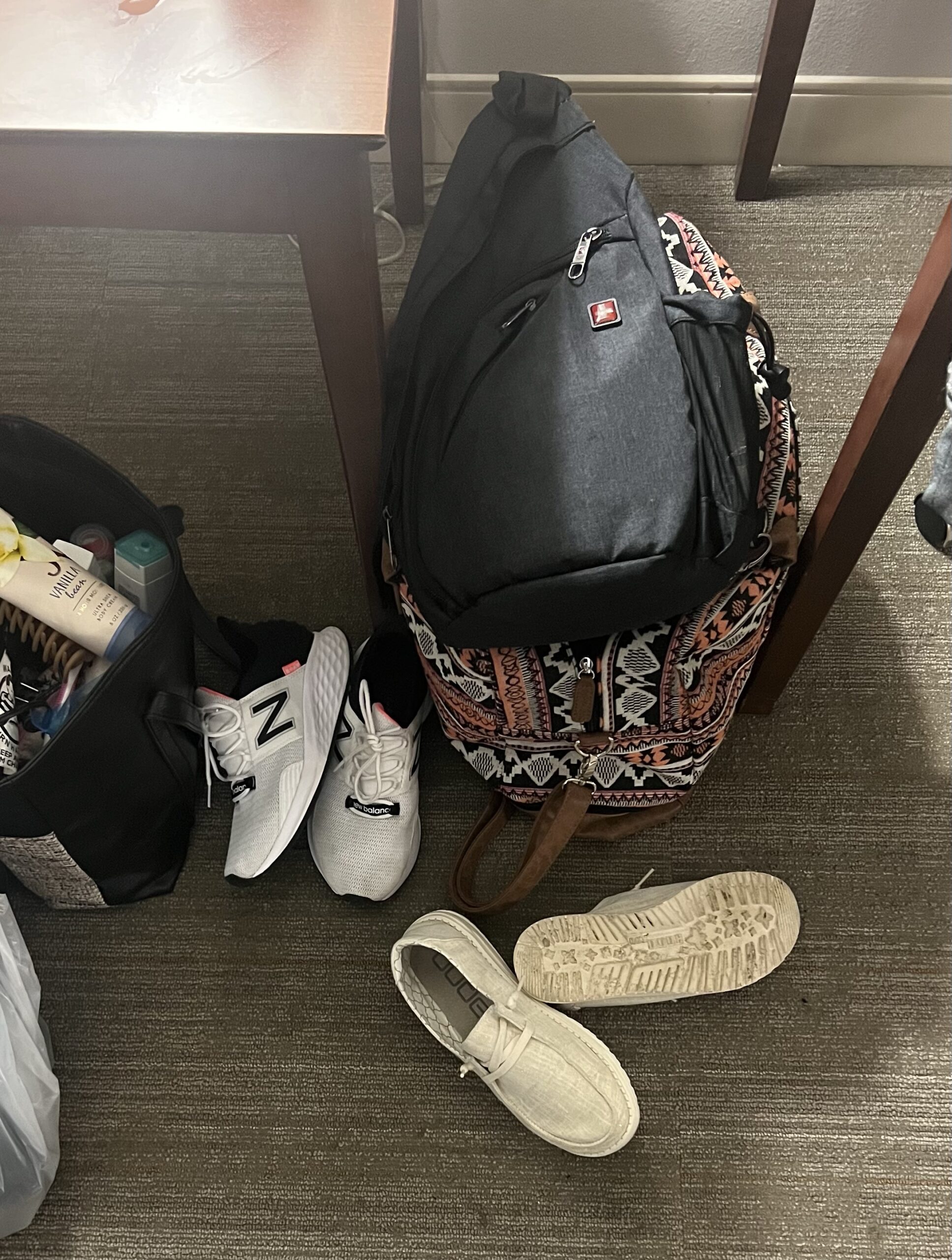 Travel report: things she brought, things she forgot.